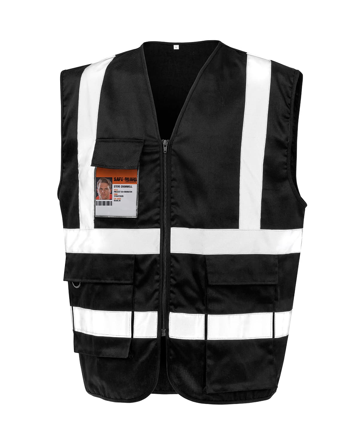 Heavy duty polycotton security vest — Size 2XL, Colour Black