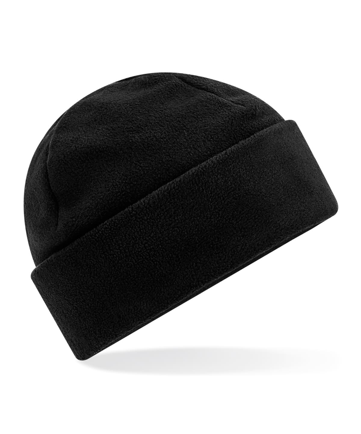 Recycled fleece cuffed beanie — Size One Size, Colour Black
