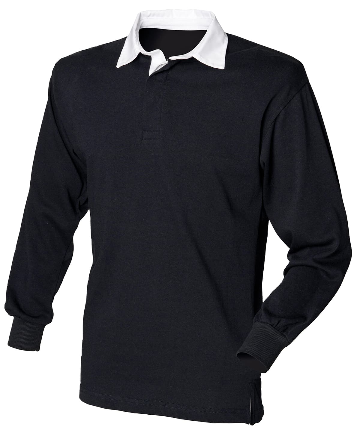 Long sleeve plain rugby shirt — Size 2XL, Colour Black/White*