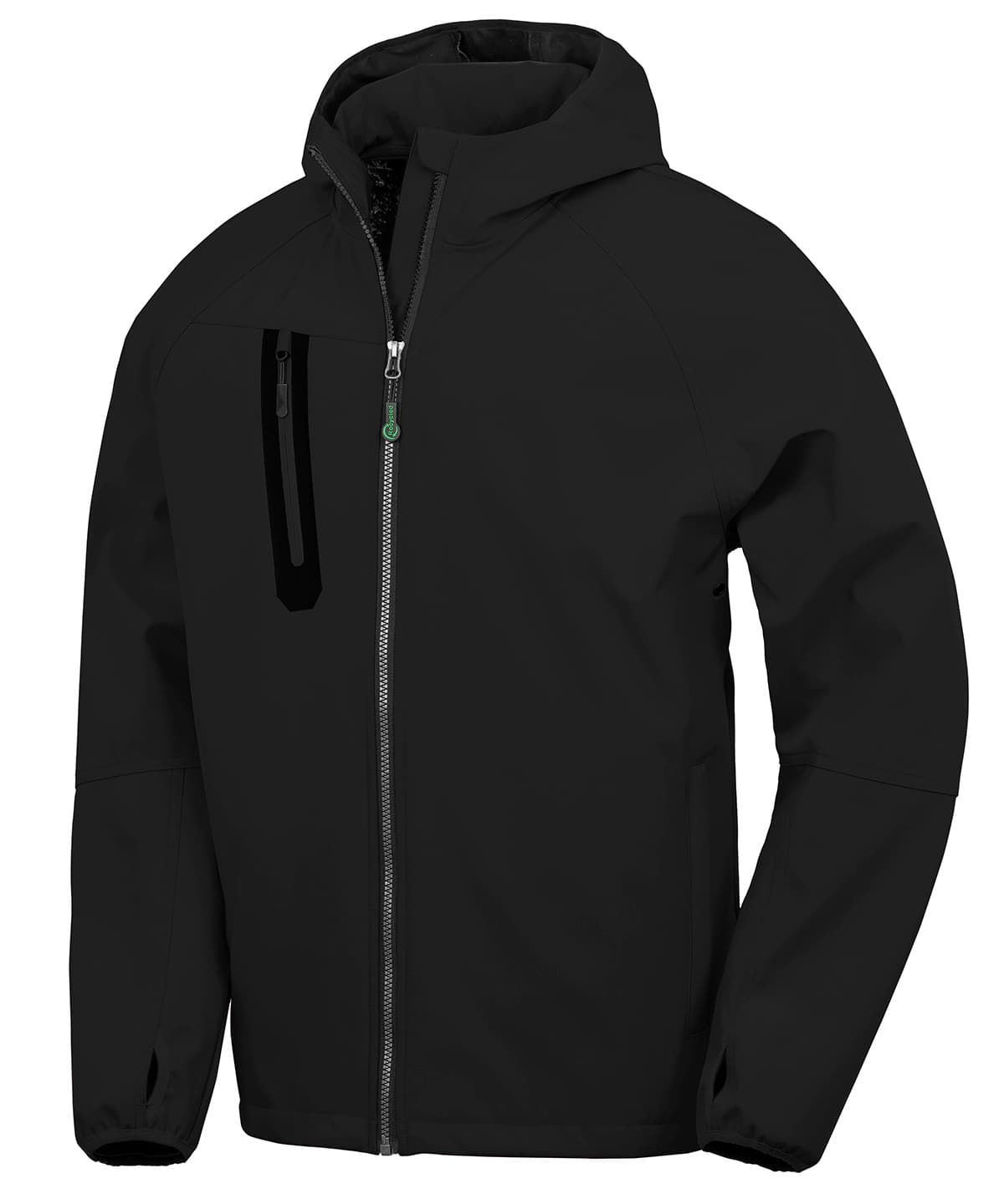 3-layer recycled printable casual hooded softshell — Size 2XL, Colour Black/Black