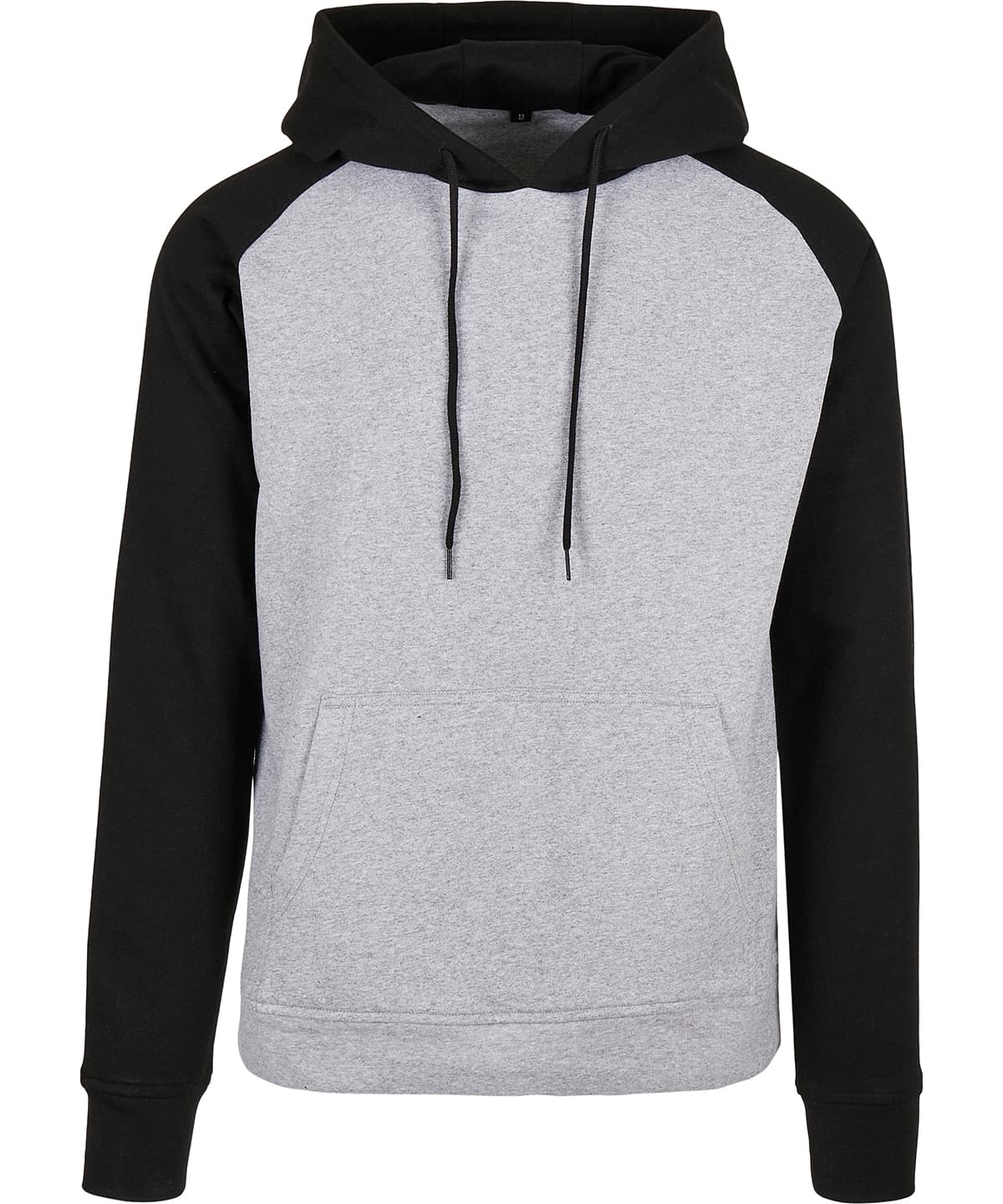 Basic raglan hoodie — Size 2XL, Colour Heather Grey/Black