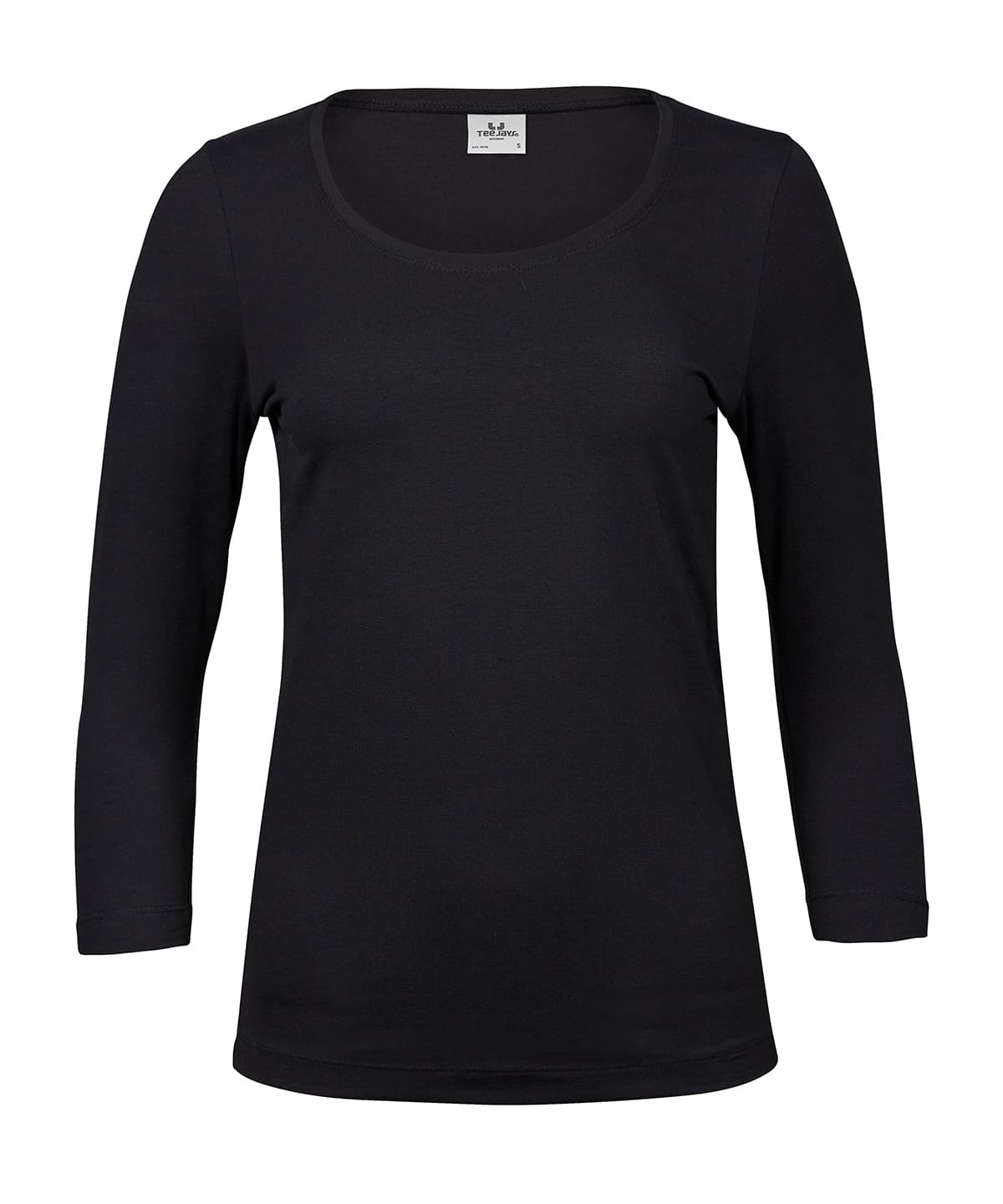 Women’s stretch 3/4-sleeve tee (460) — Size 2XL, Colour Black