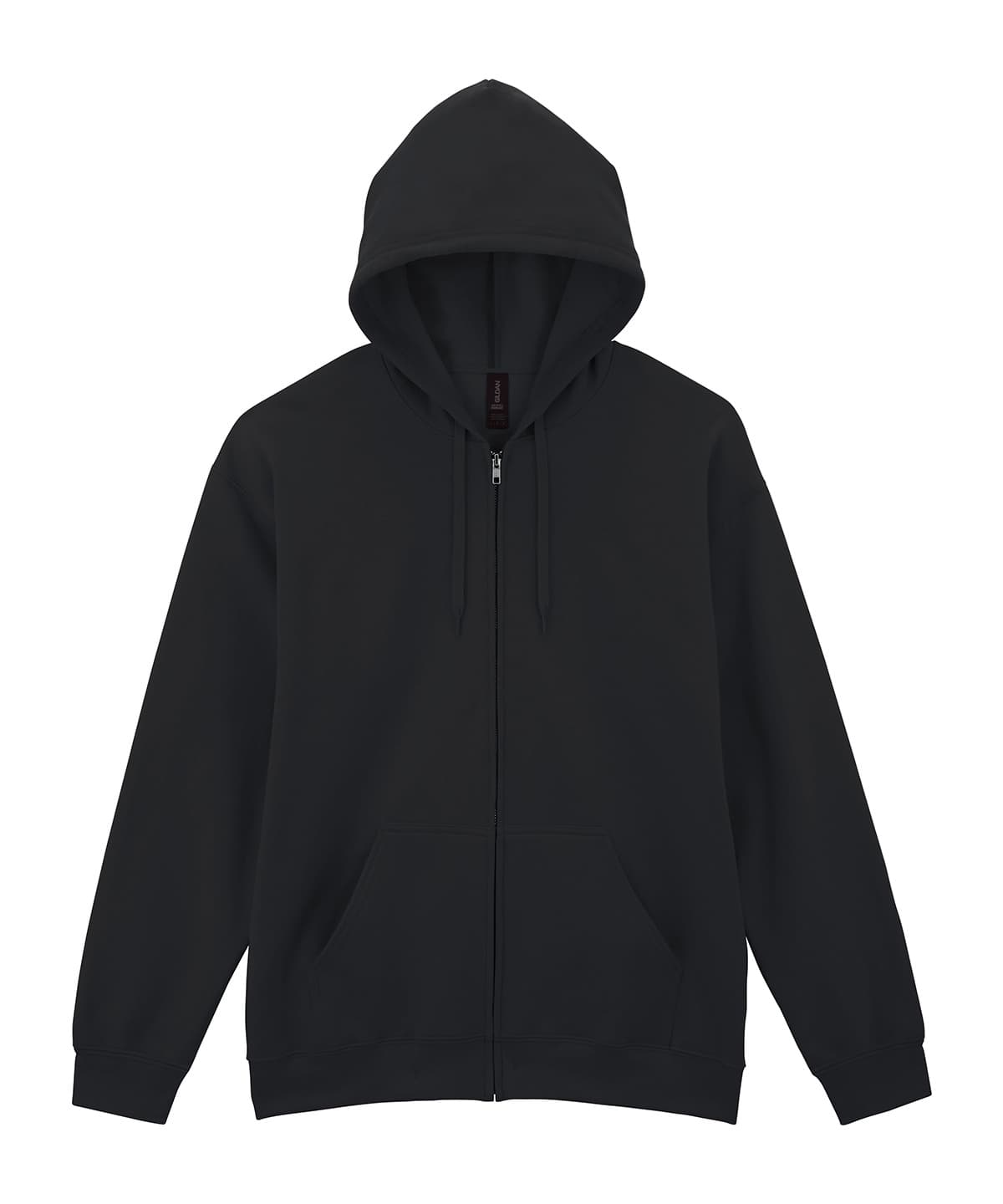 Softstyle™ midweight fleece adult full-zip hooded sweatshirt — Size 2XL, Colour Black