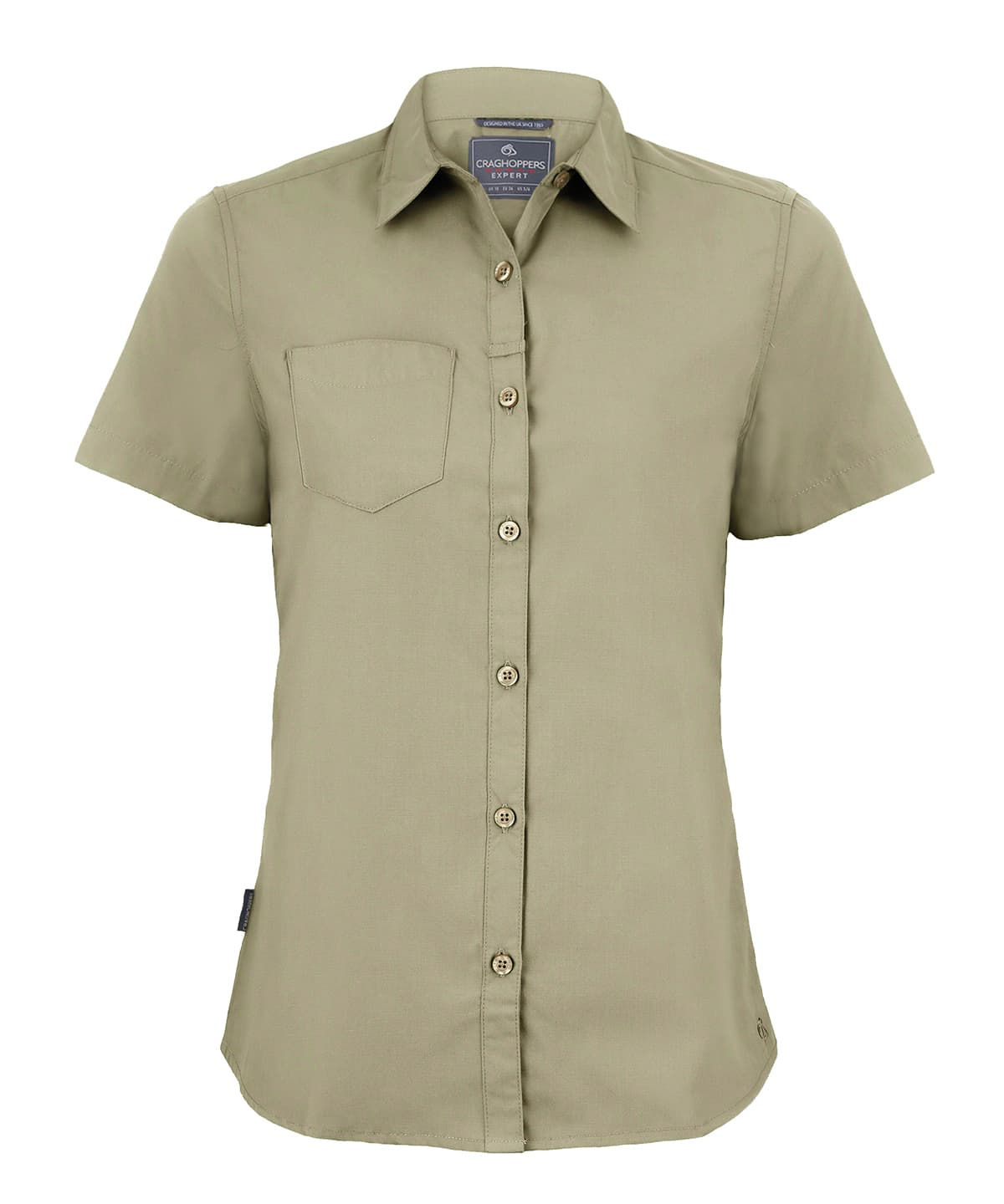 Expert women’s Kiwi short-sleeved shirt — Size 12, Colour Pebble