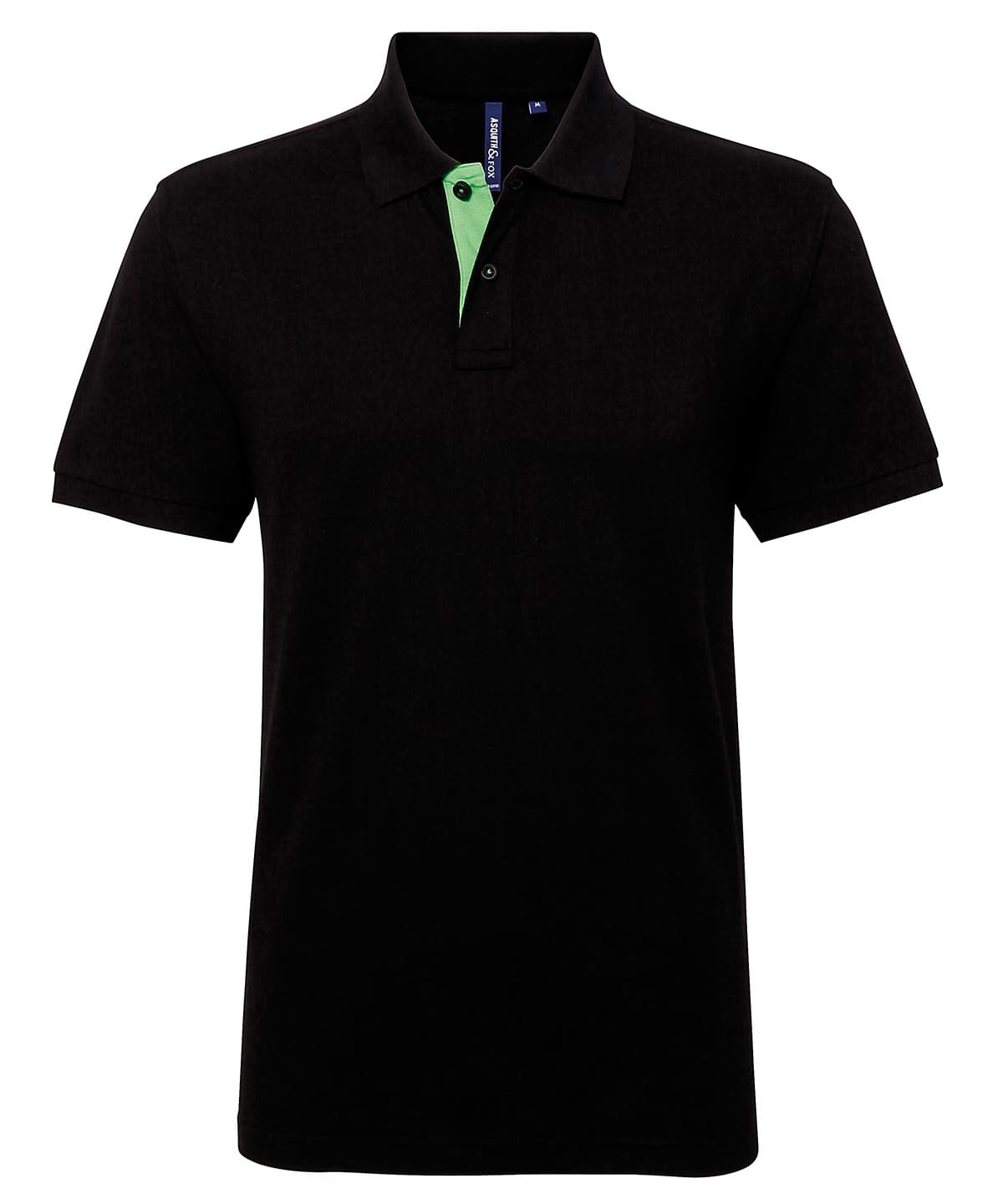 Men's classic fit contrast polo — Size 2XL, Colour Black/Lime