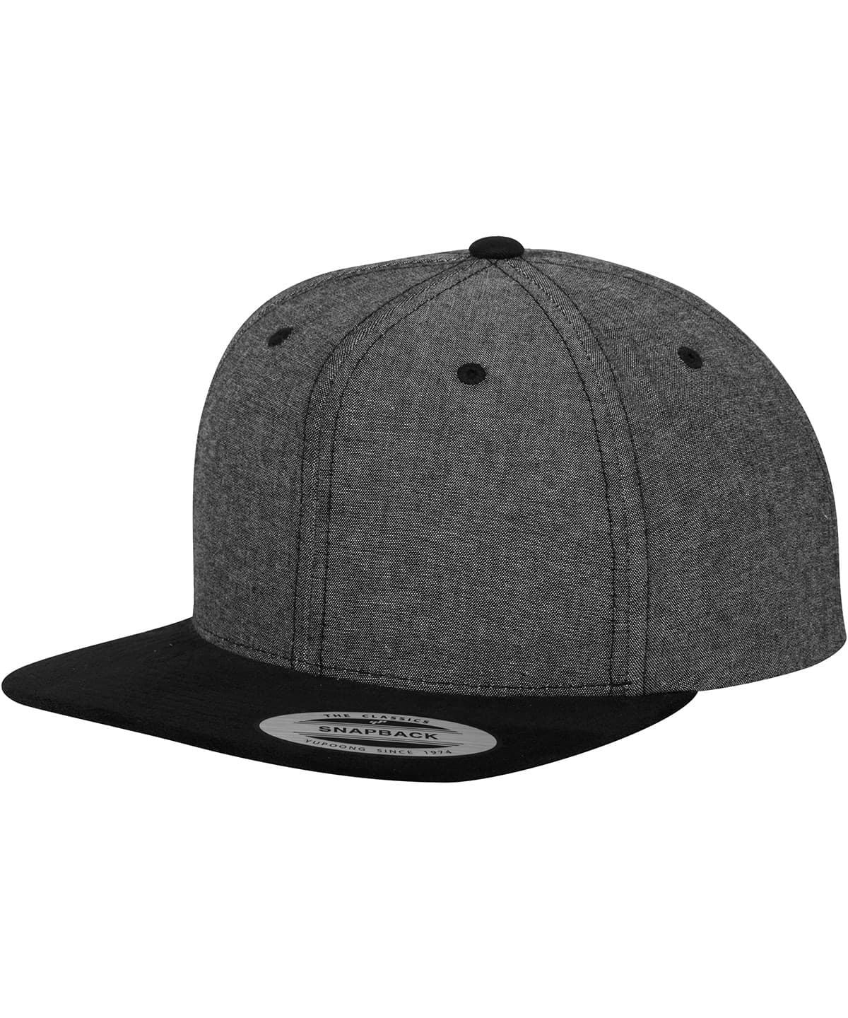 Chambray-suede snapback (6089CH) — Size One Size, Colour Black/Black
