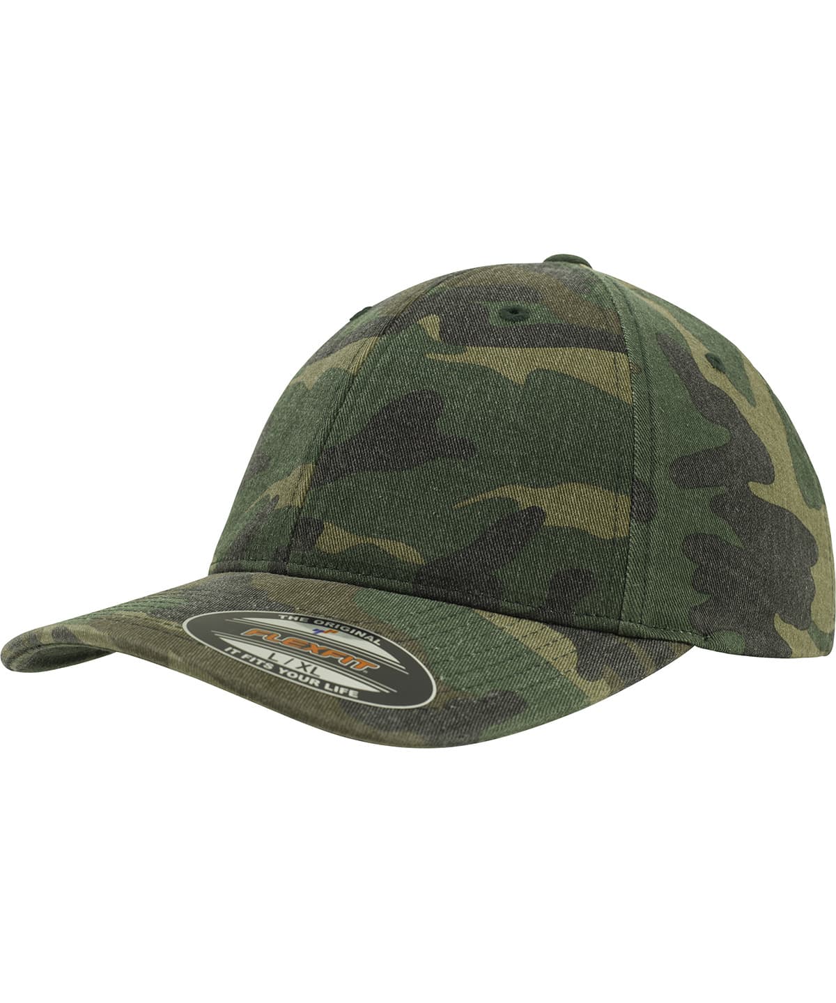 Flexfit garment washed camo (6977CA) — Size LXL, Colour Green Camo