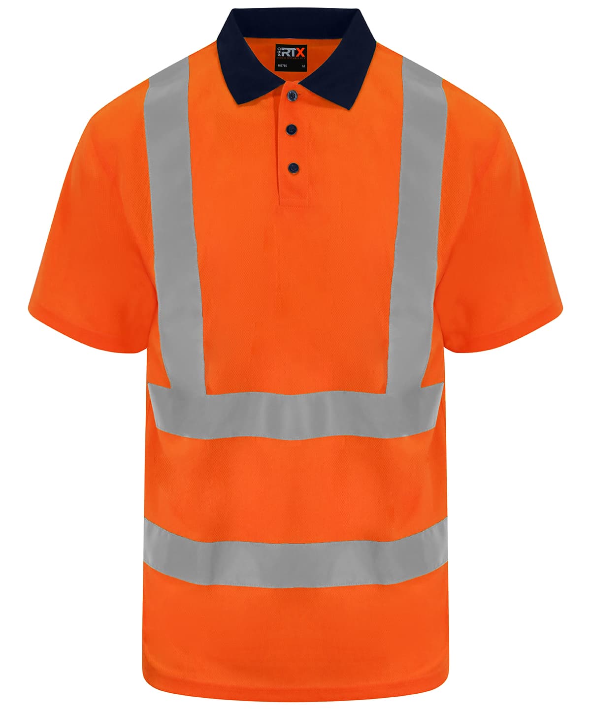High visibility polo — Size 2XL, Colour HV Orange/Navy
