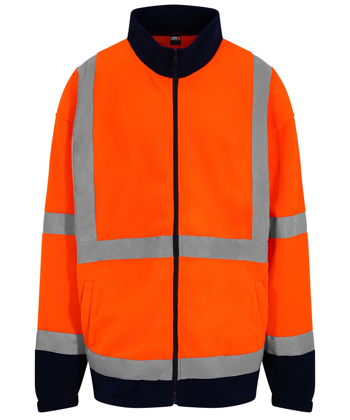 High visibility full-zip fleece — Size 2XL, Colour HV Orange/Navy