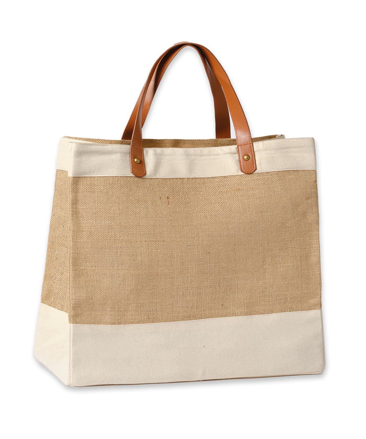 Adley jute with faux leather tote — Size One size, Colour Natural/Tan
