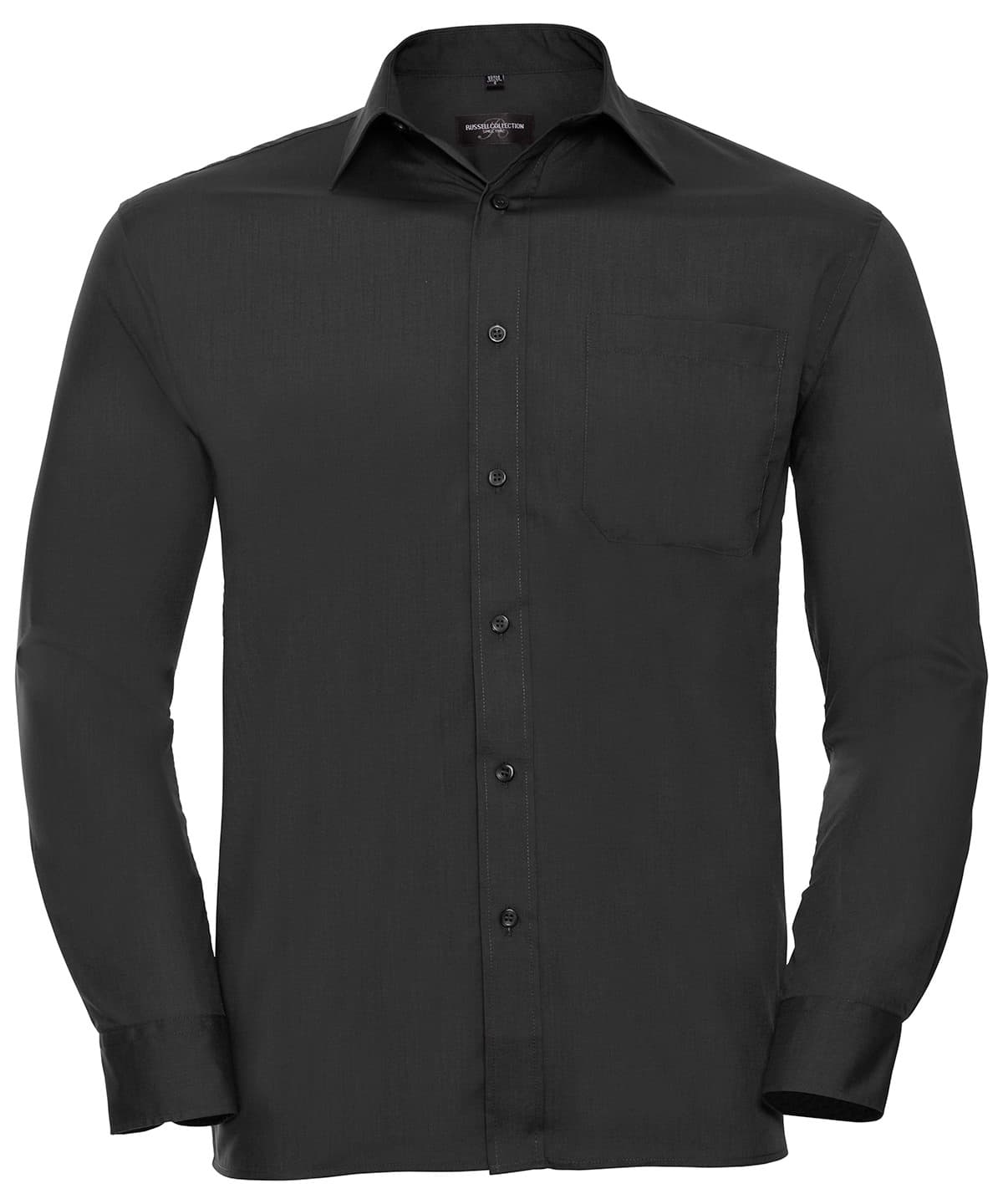 Long sleeve polycotton easycare poplin shirt — Size 2XL, Colour Black