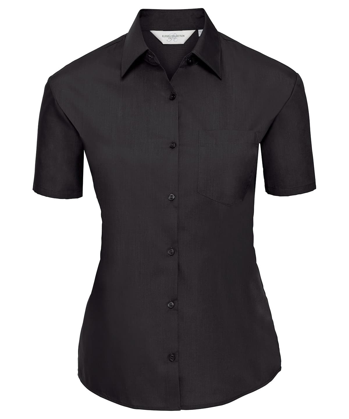 Women's short sleeve polycotton easycare poplin shirt — Size 2XL, Colour Black