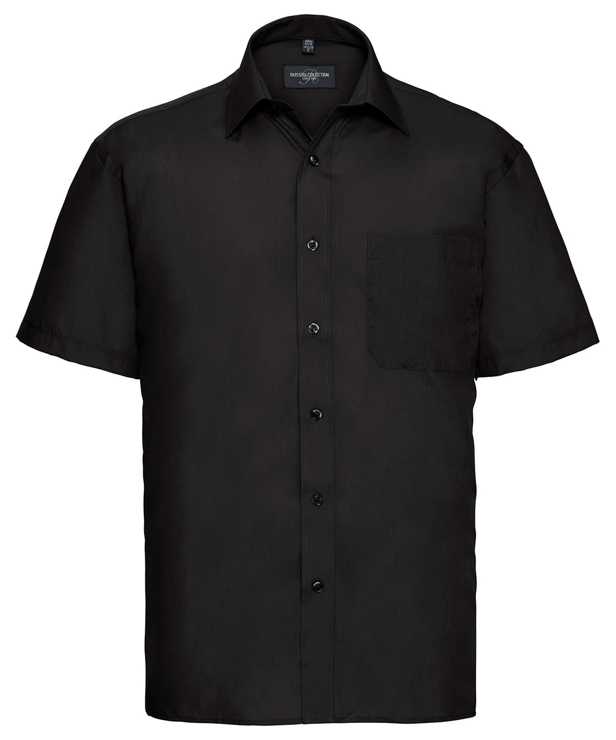 Short sleeve polycotton easycare poplin shirt — Size 2XL, Colour Black