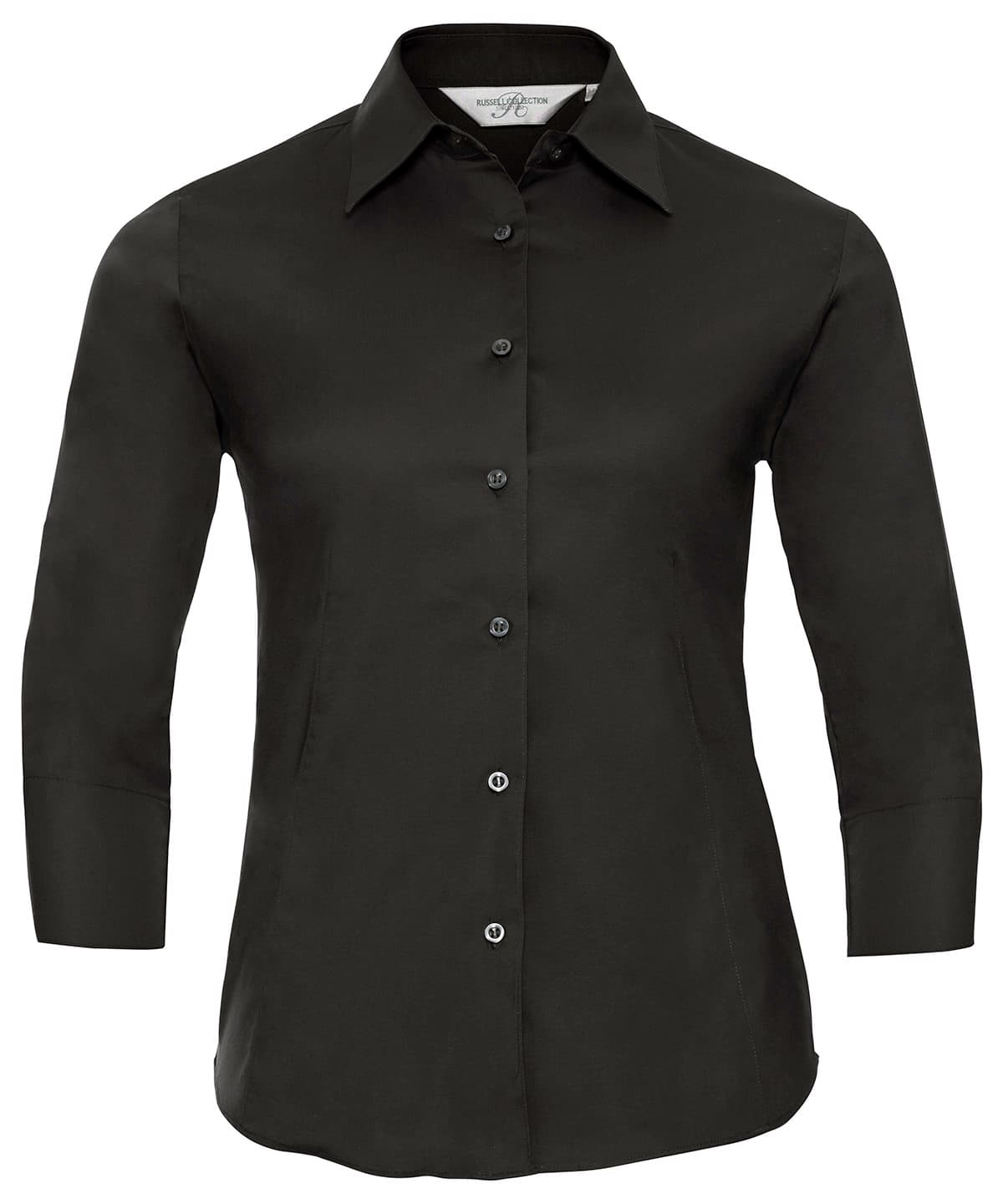 Women's ¾ sleeve easycare fitted shirt — Size 2XL, Colour Black
