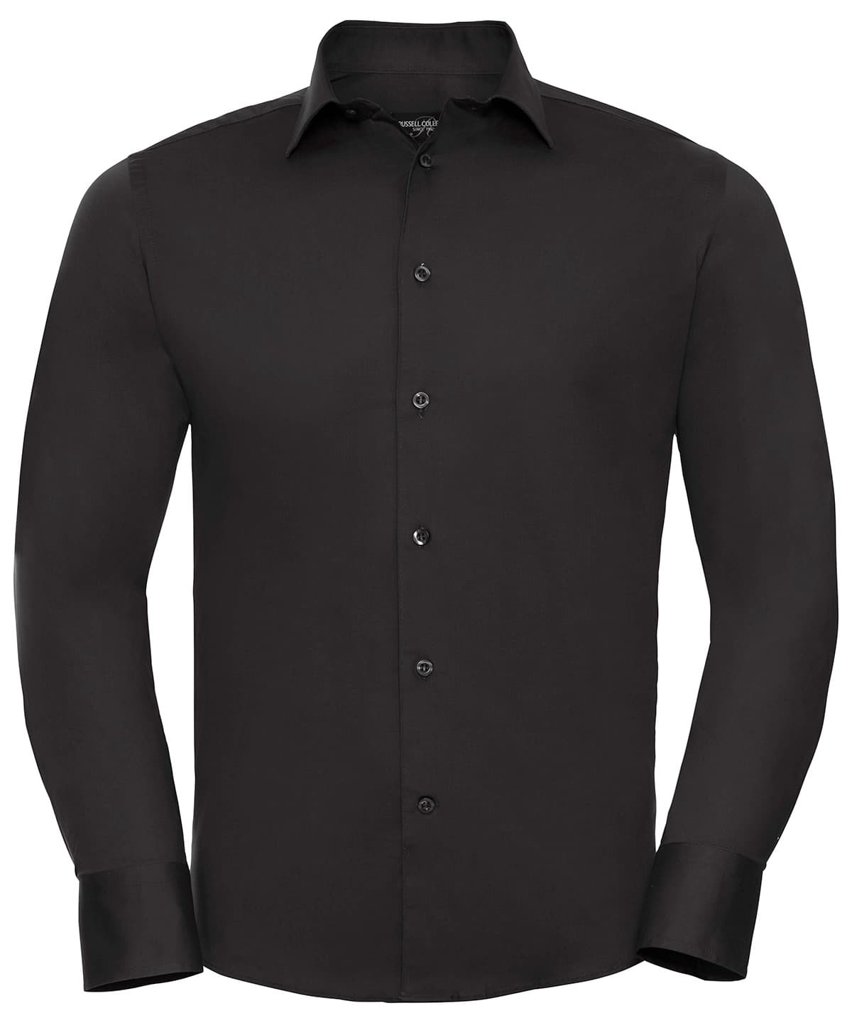 Long sleeve easycare fitted shirt — Size 2XL, Colour Black
