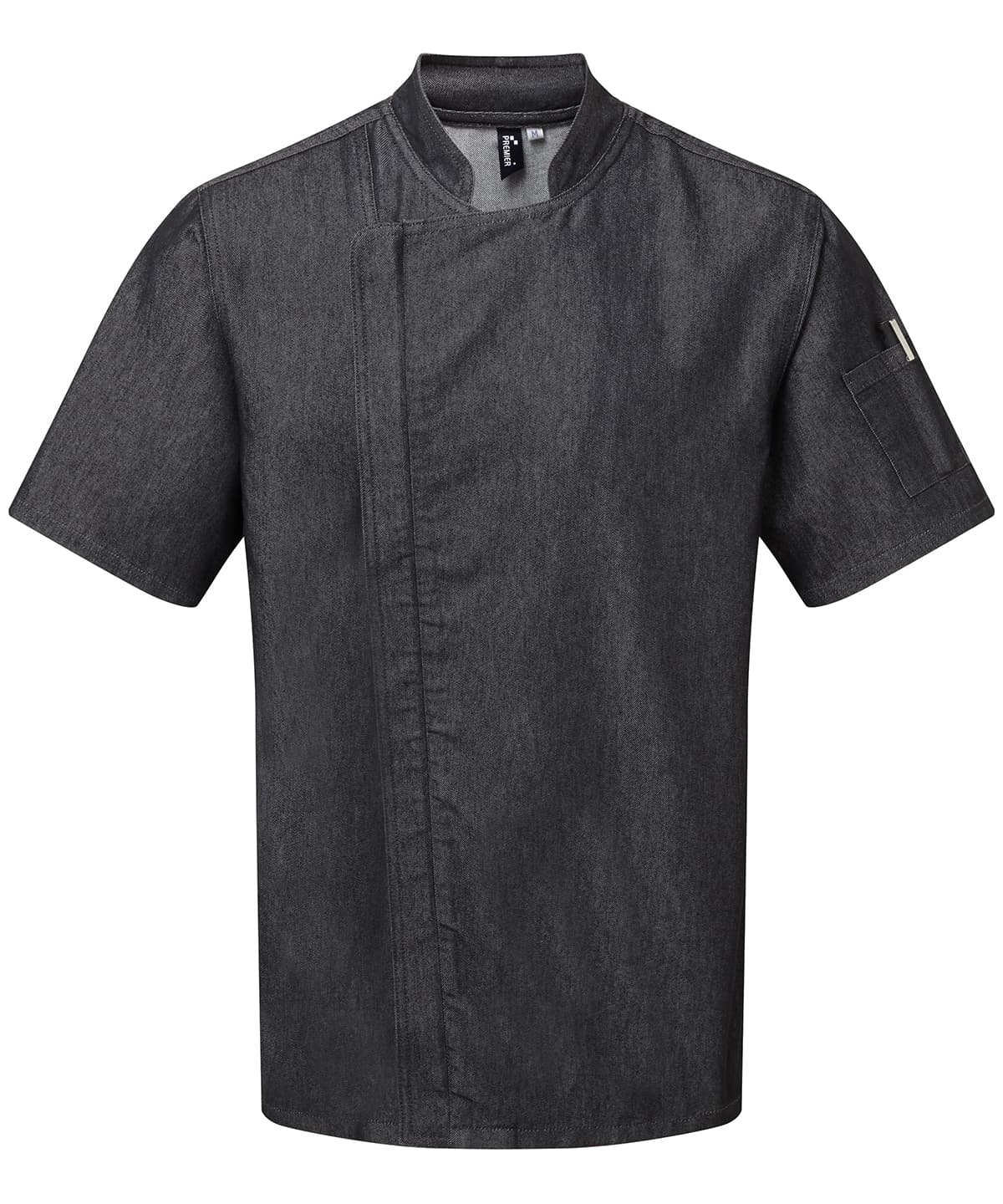 Chef's zip-close short sleeve jacket — Size 2XL, Colour Black Denim