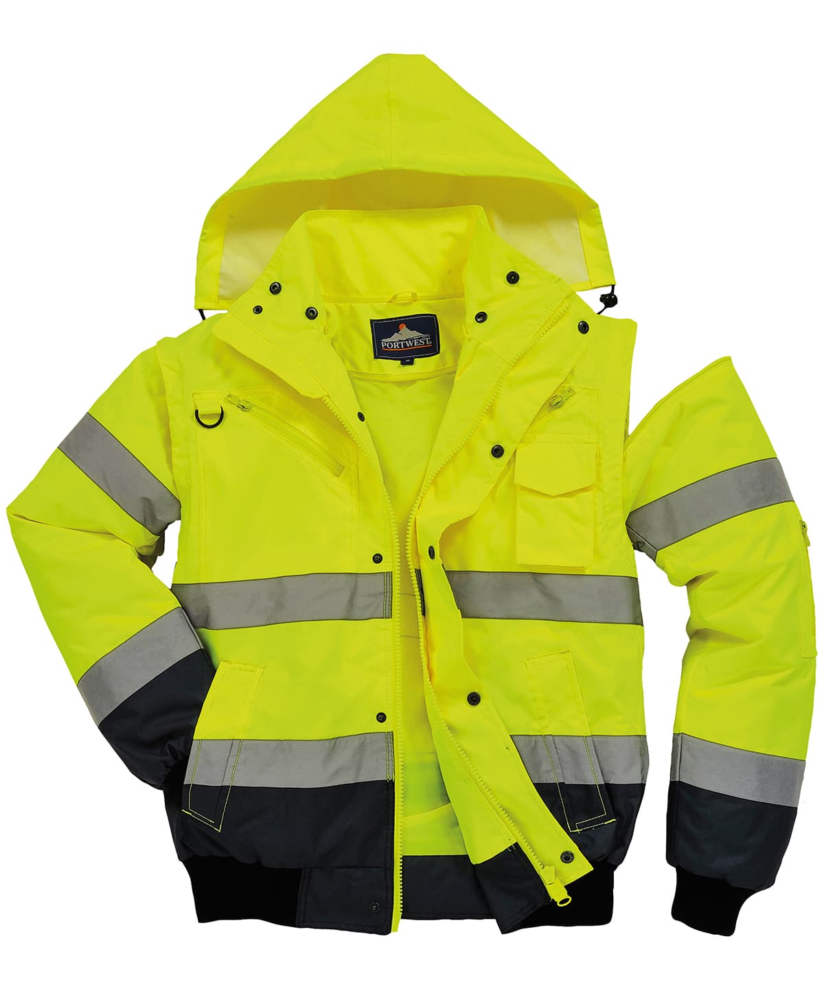 Hi-vis contrast bomber jacket (C465) — Size 2XL, Colour Yellow/Navy