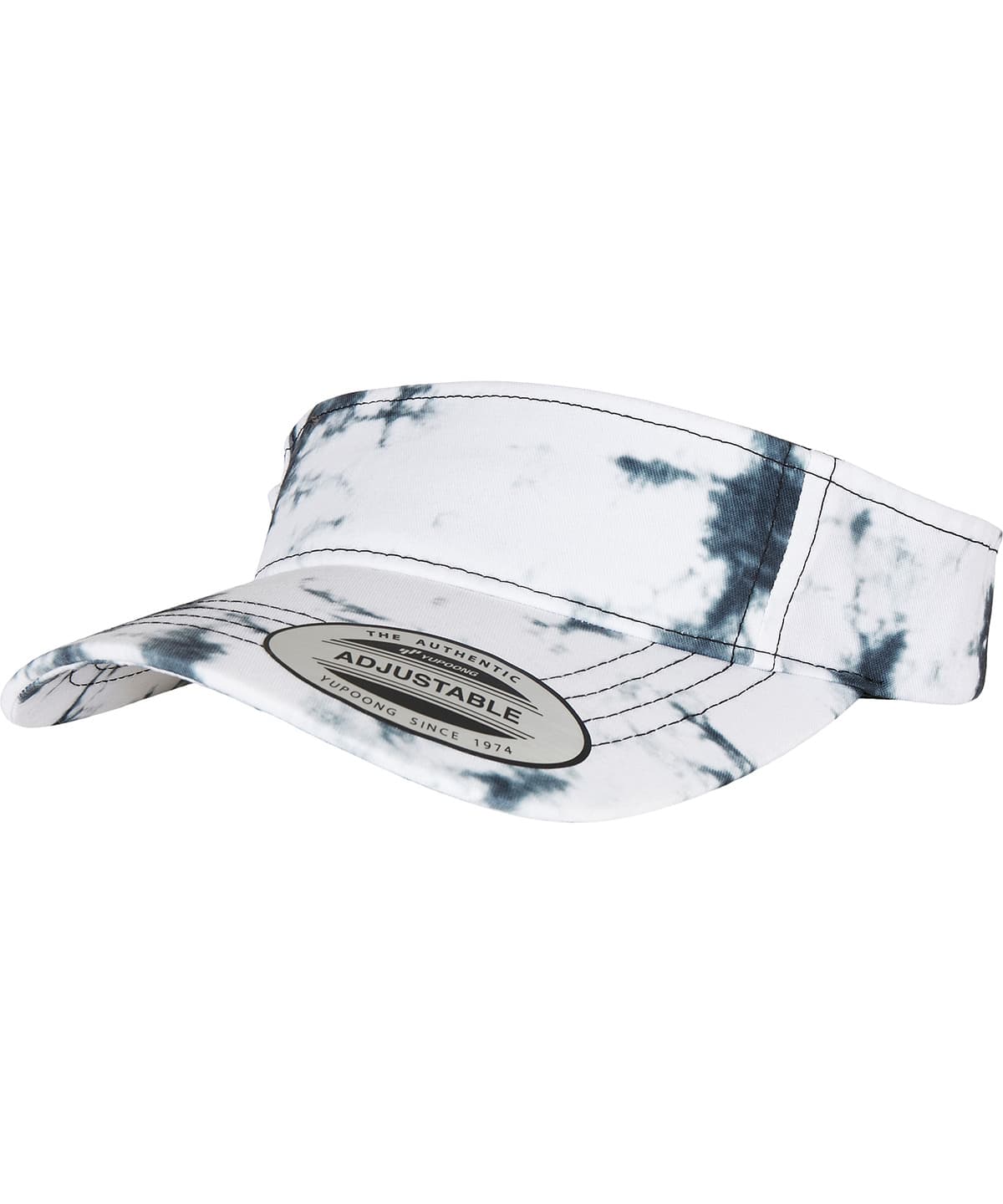 Batik dye curved visor cap — Size One Size, Colour Black/White