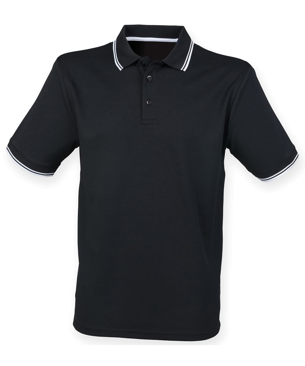 Double tipped Coolplus® polo shirt — Size 2XL, Colour Black/White