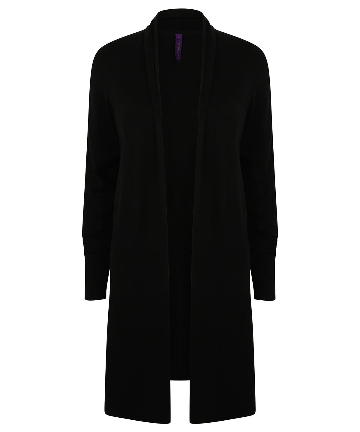 Women's longline open cardigan — Size 2XL, Colour Black