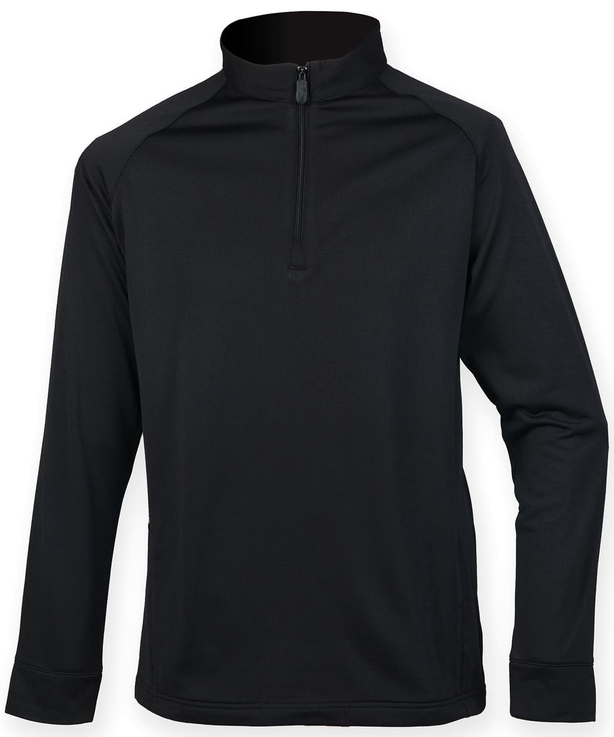 ¼ zip top with wicking finish — Size L, Colour Black