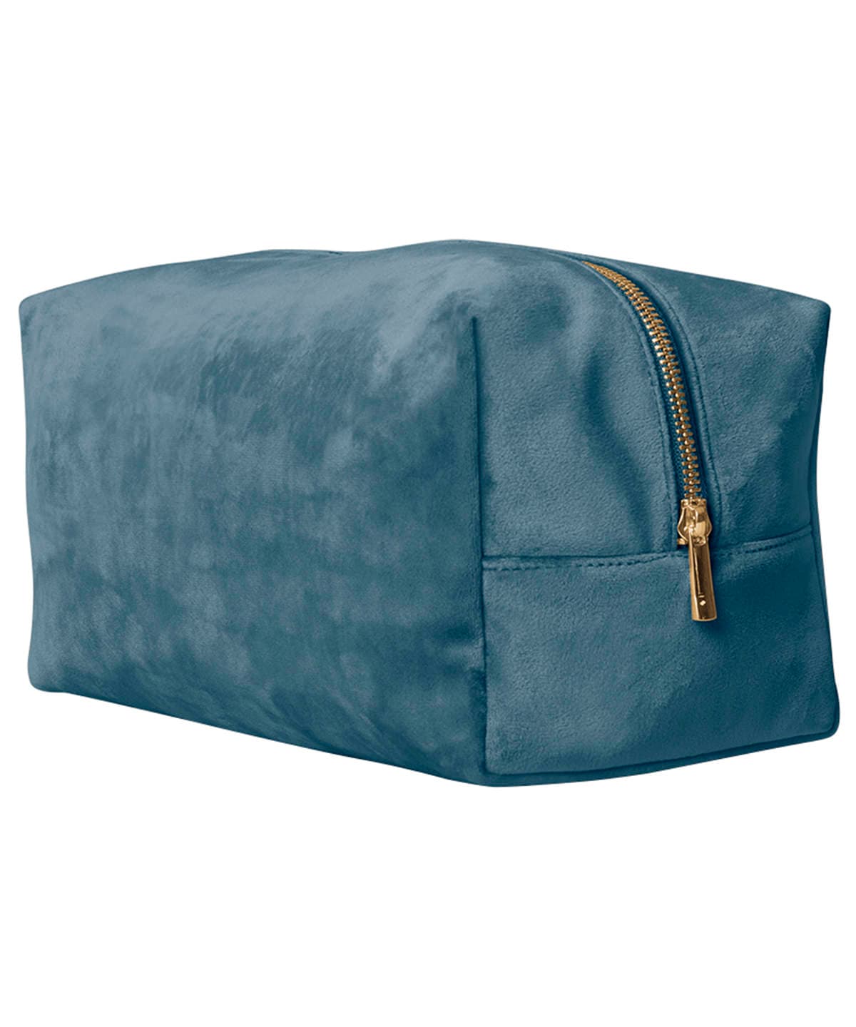 Velvet toiletry/accessory case — Size L, Colour Blue Topaz