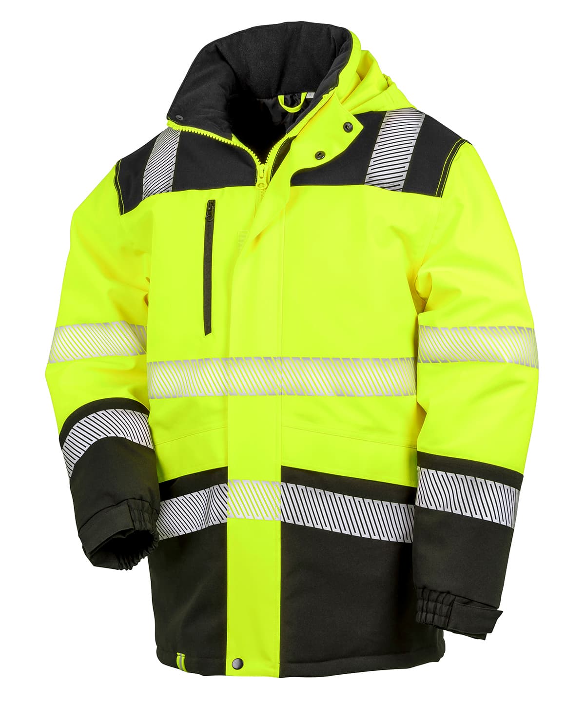 Printable softshell safety coat — Size 2XL, Colour Fluorescent Yellow/Black