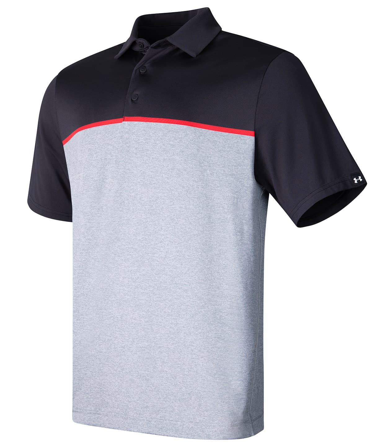 UA playoff 3.0 stripe polo LB – edge lit — Size 2XL, Colour Black/Red/Black