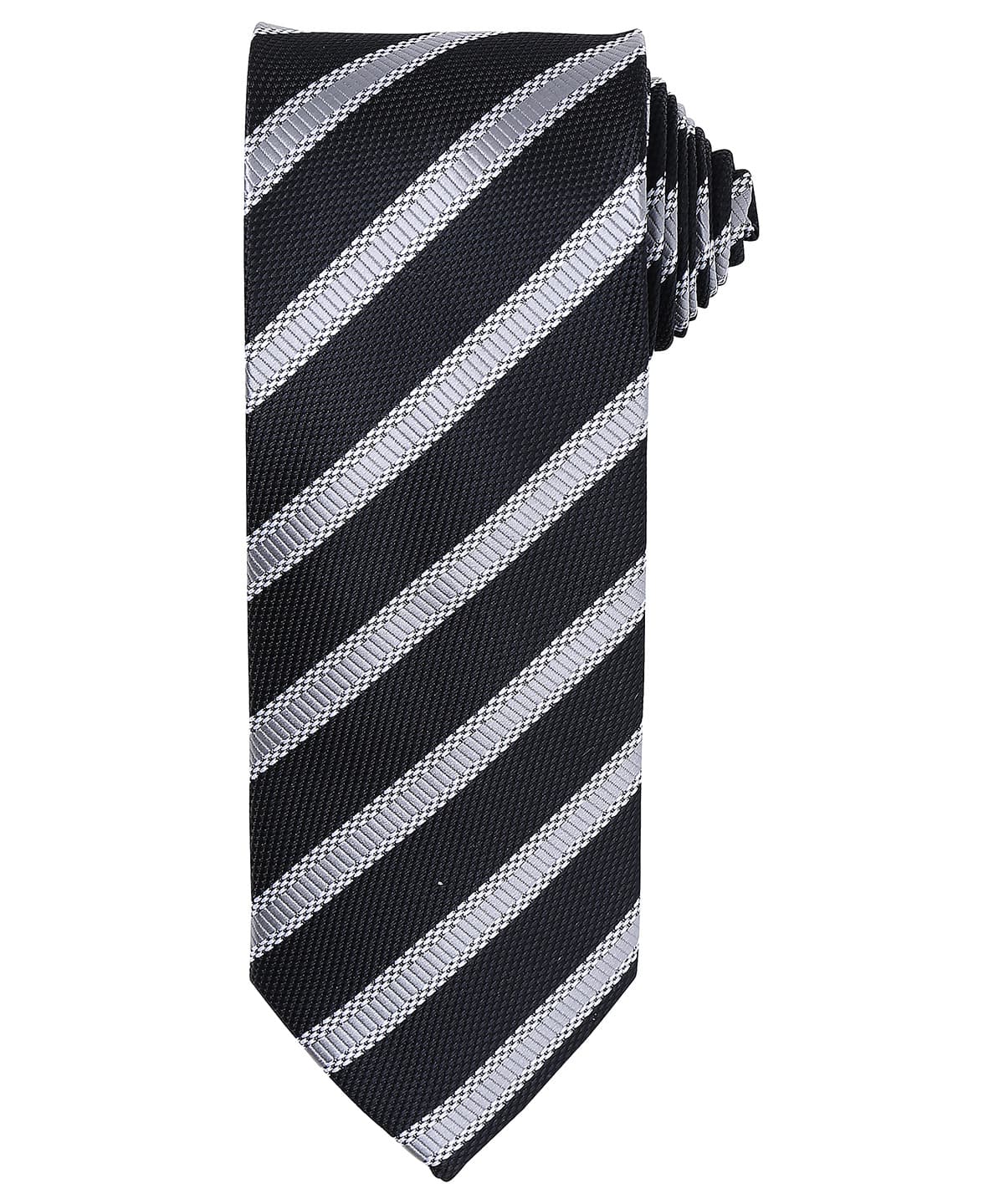 Waffle stripe tie — Size One size, Colour Black/Dark Grey