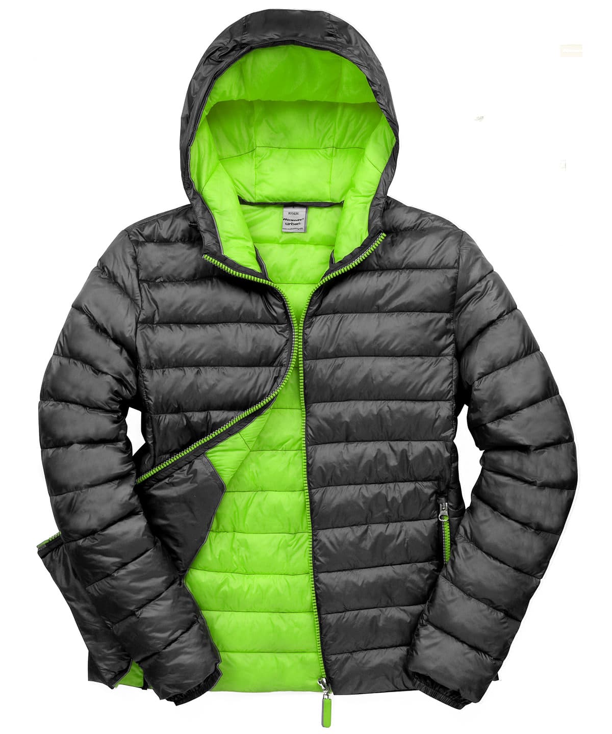 Urban snow bird hooded jacket — Size 2XL, Colour Black/Lime