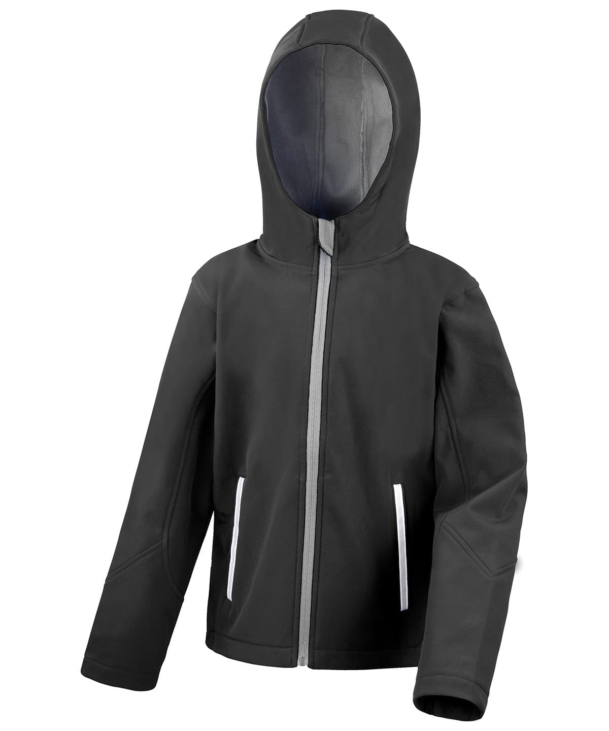 Core junior TX performance hooded softshell jacket — Size 2XL, Colour Black/Grey