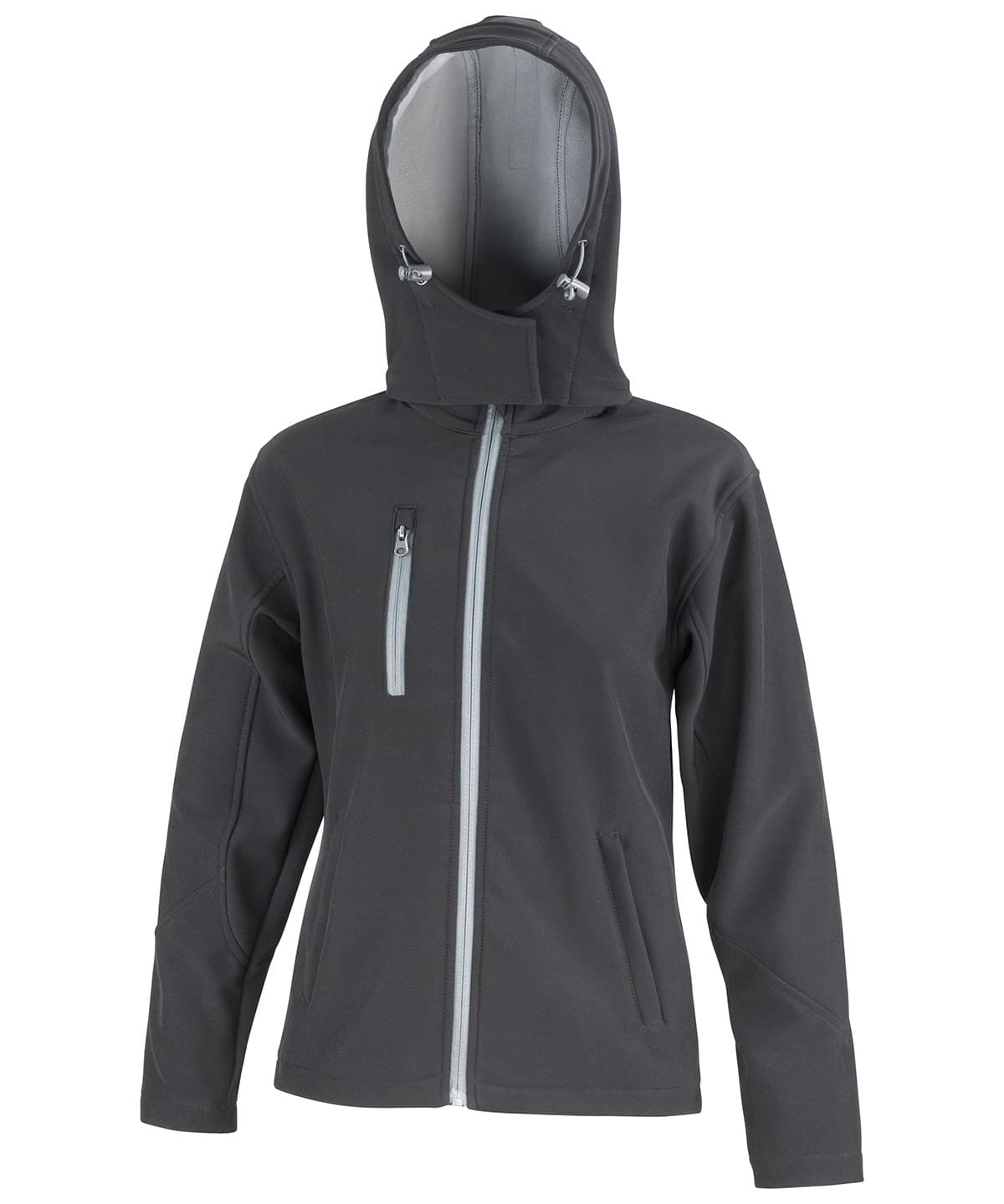 Women's Core TX performance hooded softshell jacket — Size 2XL, Colour Black/Grey