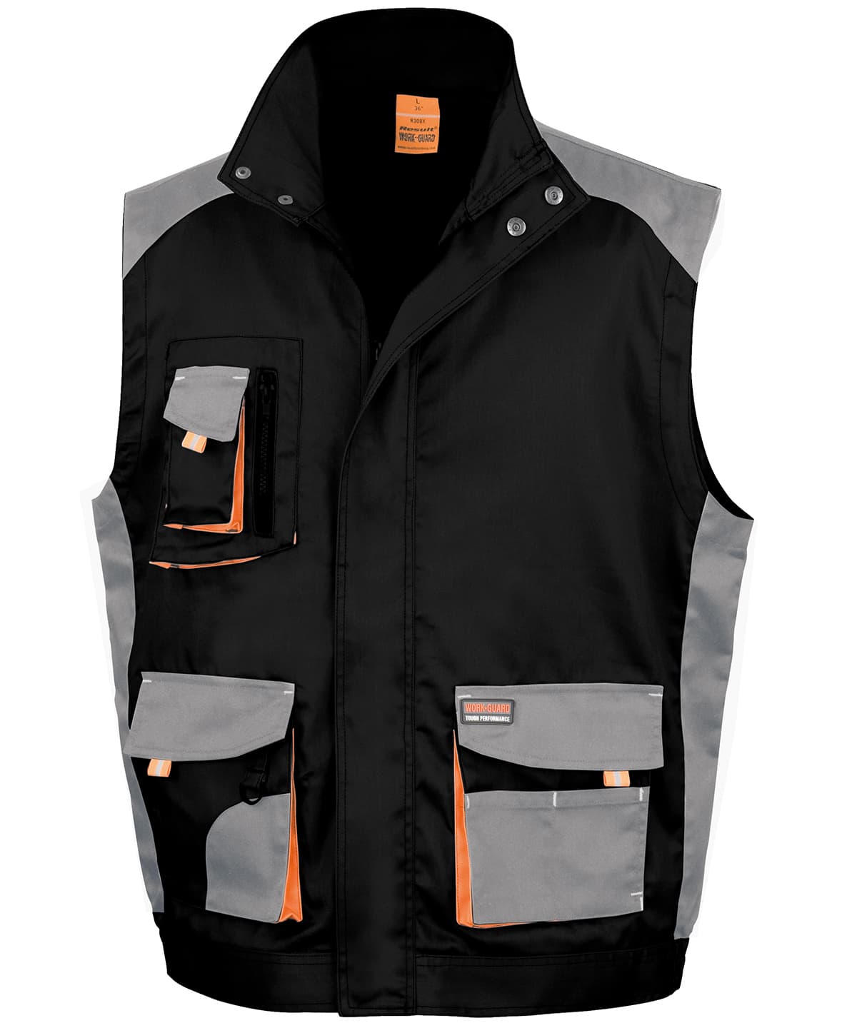 Work-Guard lite gilet — Size 2XL, Colour Black/Grey/Orange