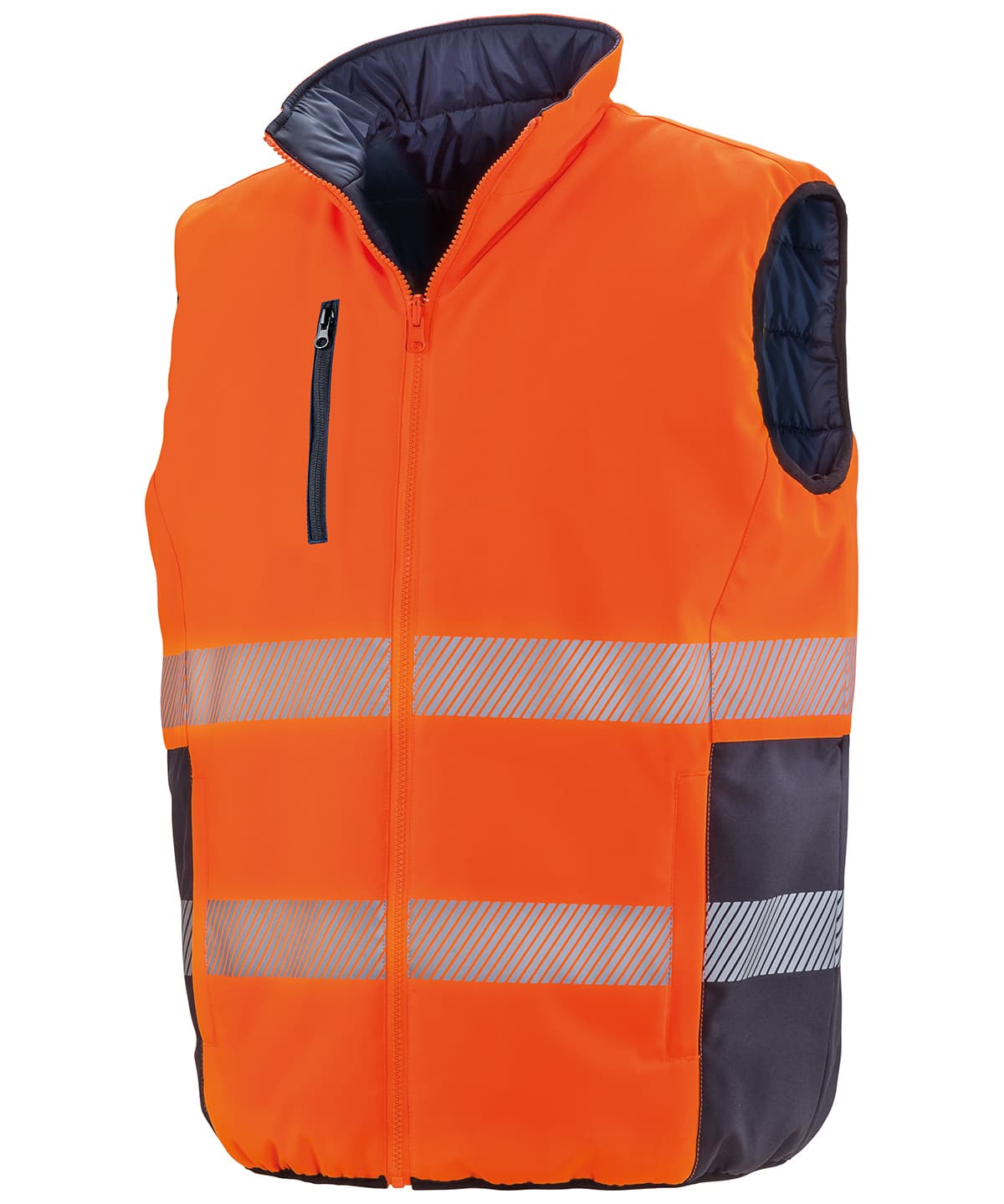 Reversible soft padded gilet — Size 2XL, Colour Fluorescent Orange/Navy