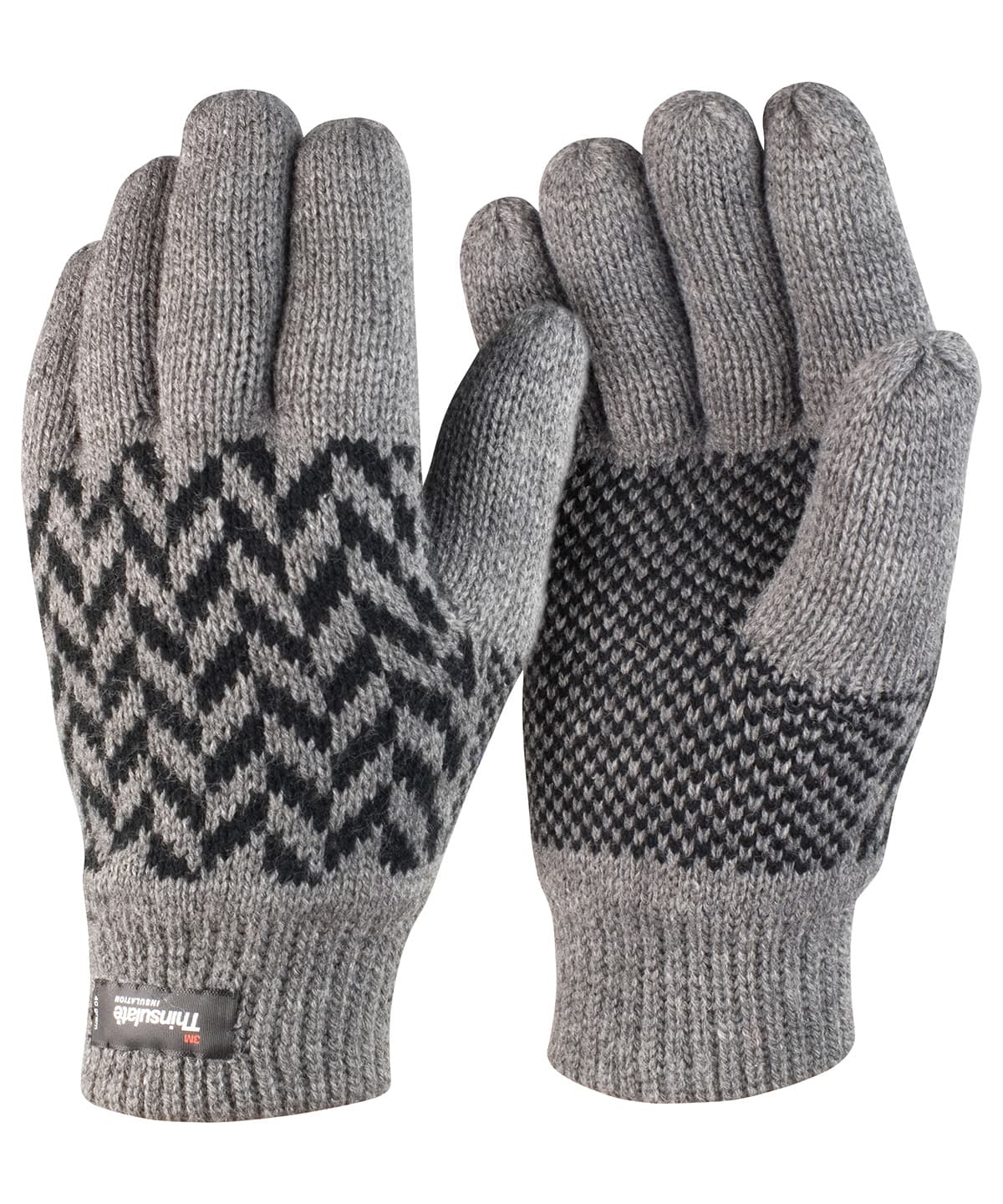 Pattern Thinsulate™ glove — Size LXL, Colour Grey/Black