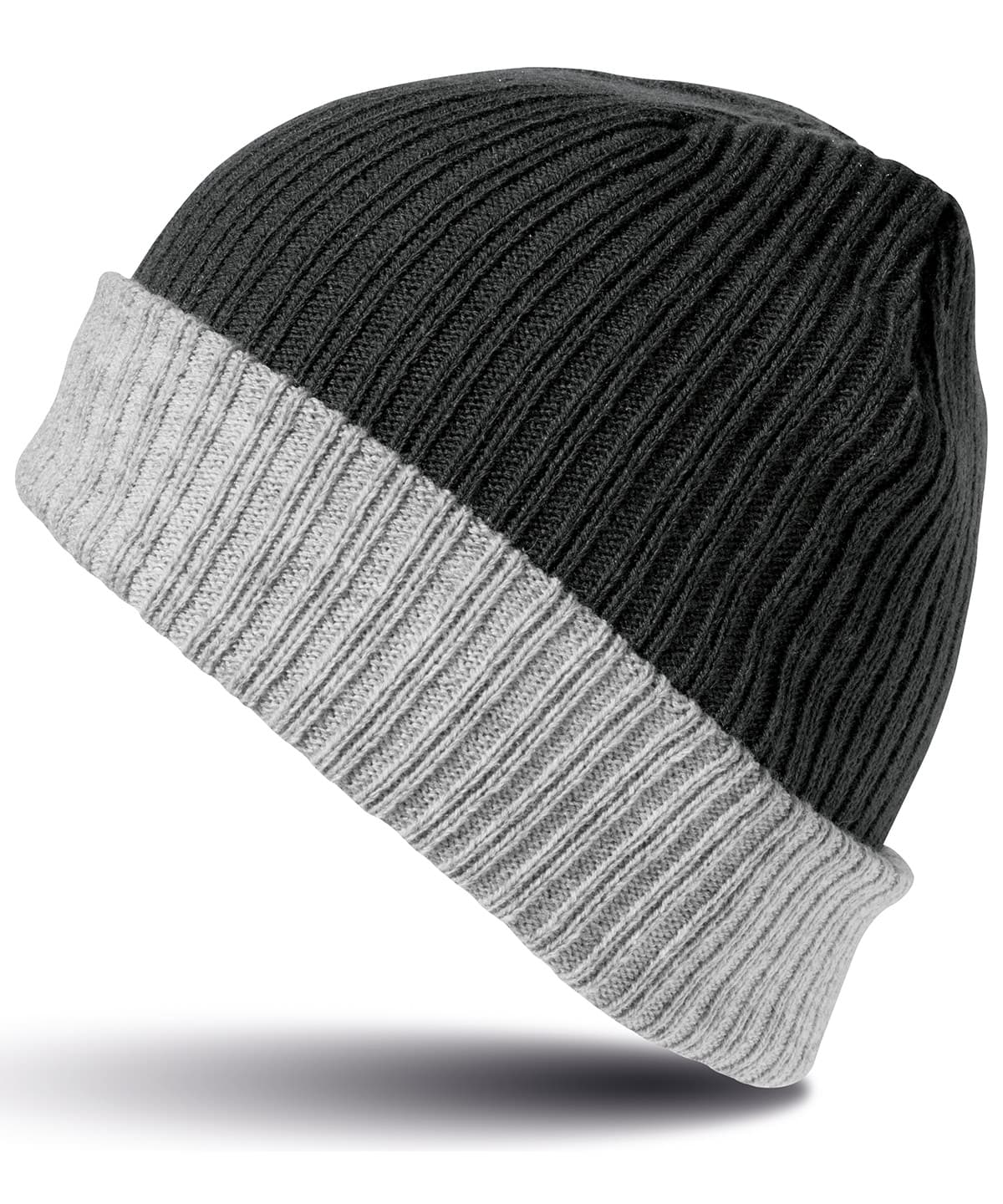 Double-layer knitted hat — Size One Size, Colour Black/Grey