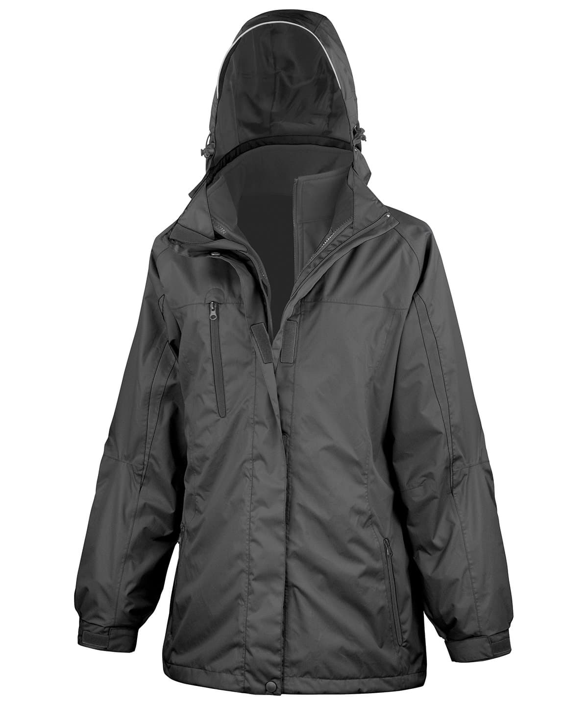 Women's 3-in-1 journey jacket with softshell inner — Size 2XL, Colour Black/Black