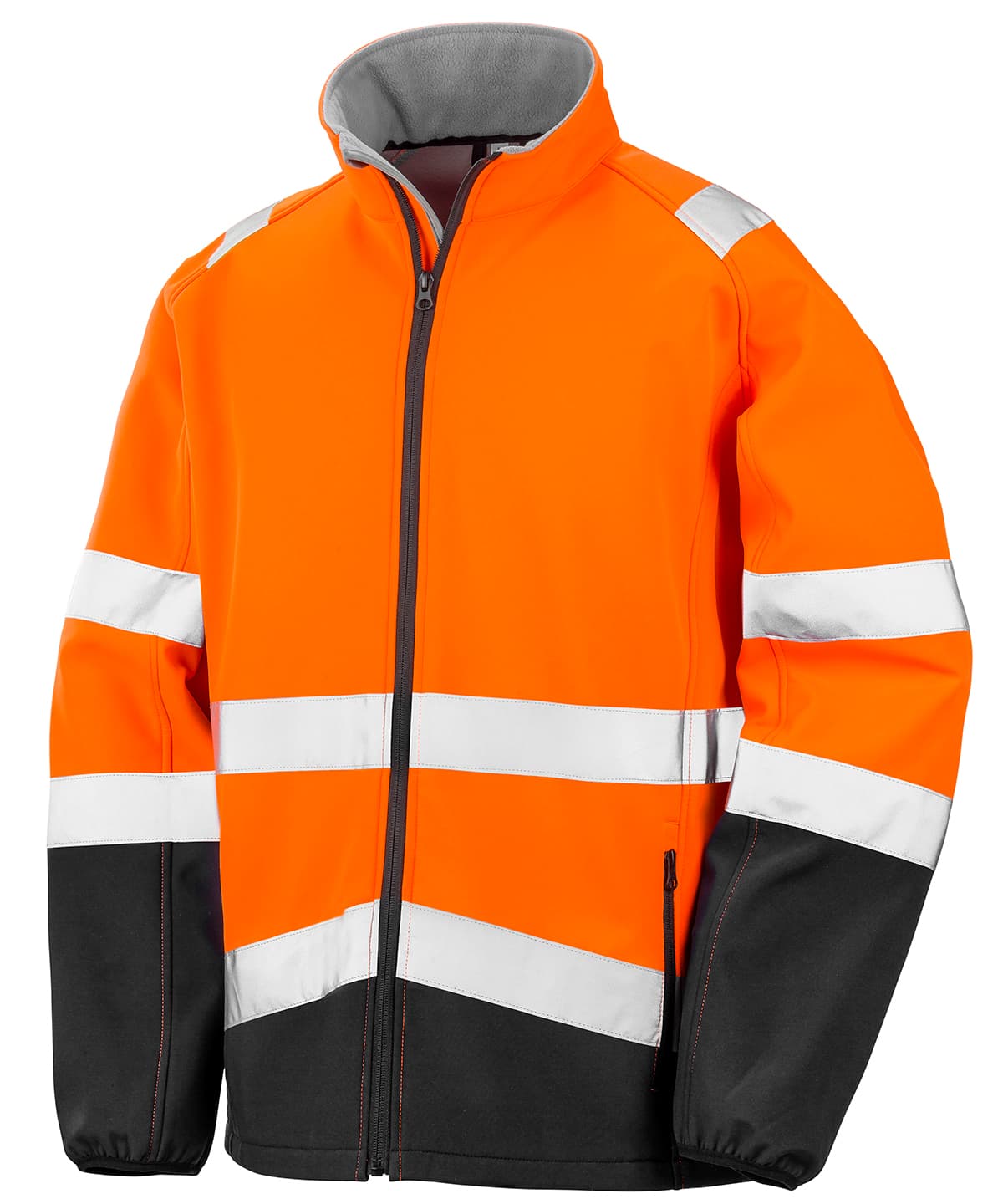 Printable safety softshell jacket — Size 2XL, Colour Fluorescent Orange/Black