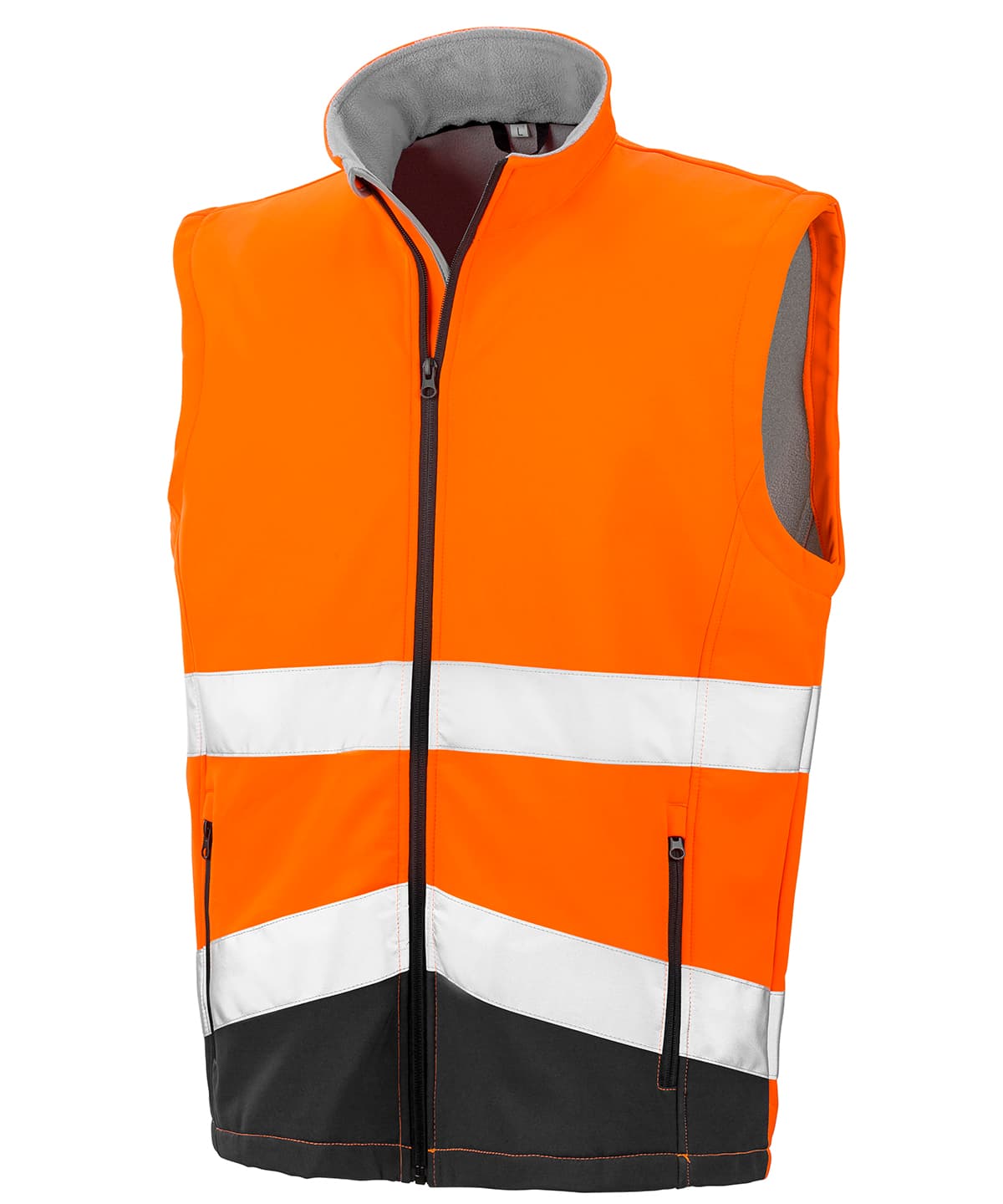 Printable safety softshell gilet — Size 2XL, Colour Fluorescent Orange/Black