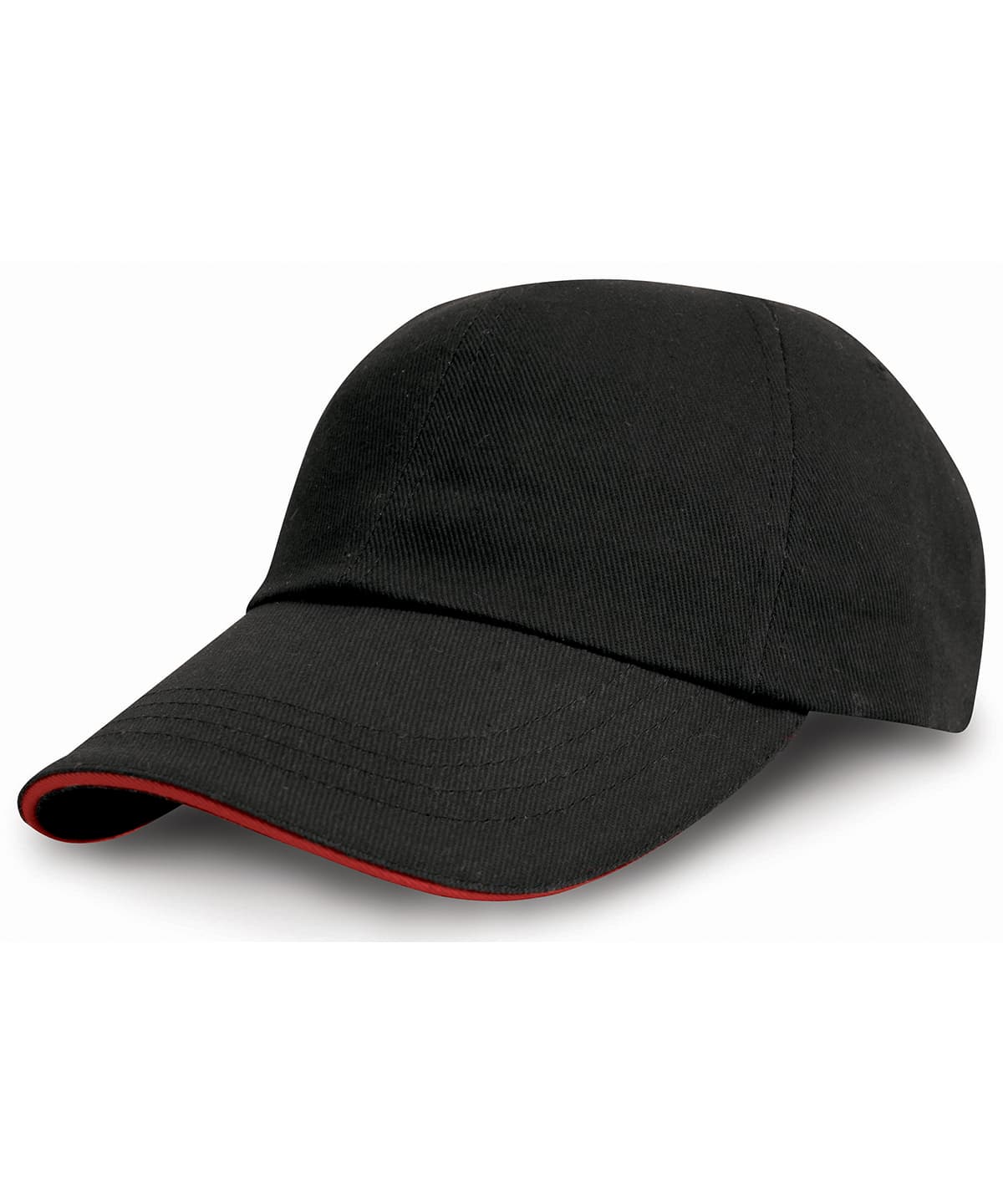 Heavy cotton drill pro-style with sandwich peak — Size One Size, Colour Black/Red