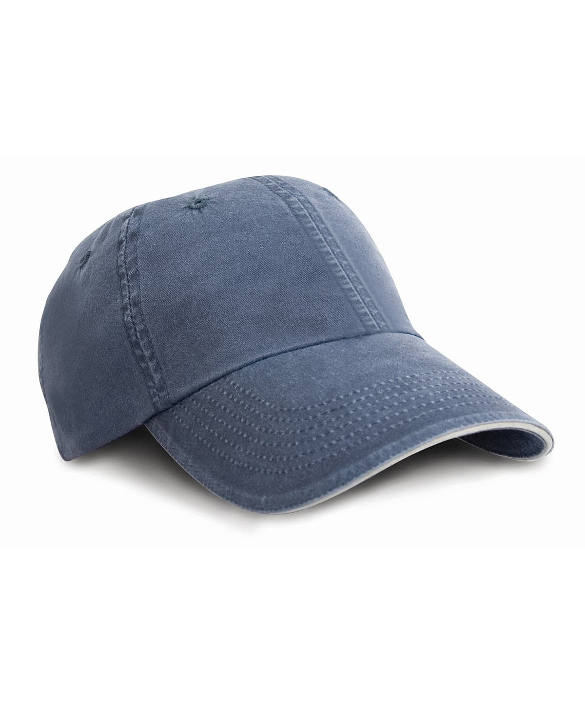 Washed fine line cotton cap with sandwich peak — Size One Size, Colour Navy/Putty