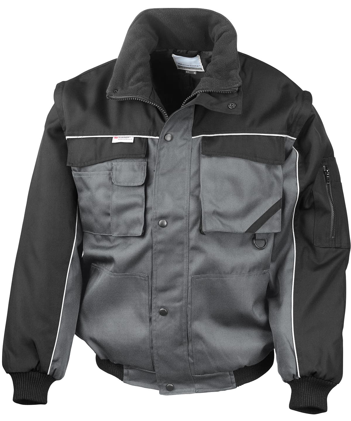 Work-Guard zip sleeve heavy-duty pilot jacket — Size 2XL, Colour Grey/Black