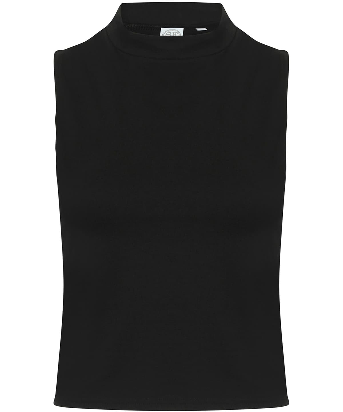 Women's high neck crop vest — Size L, Colour Black