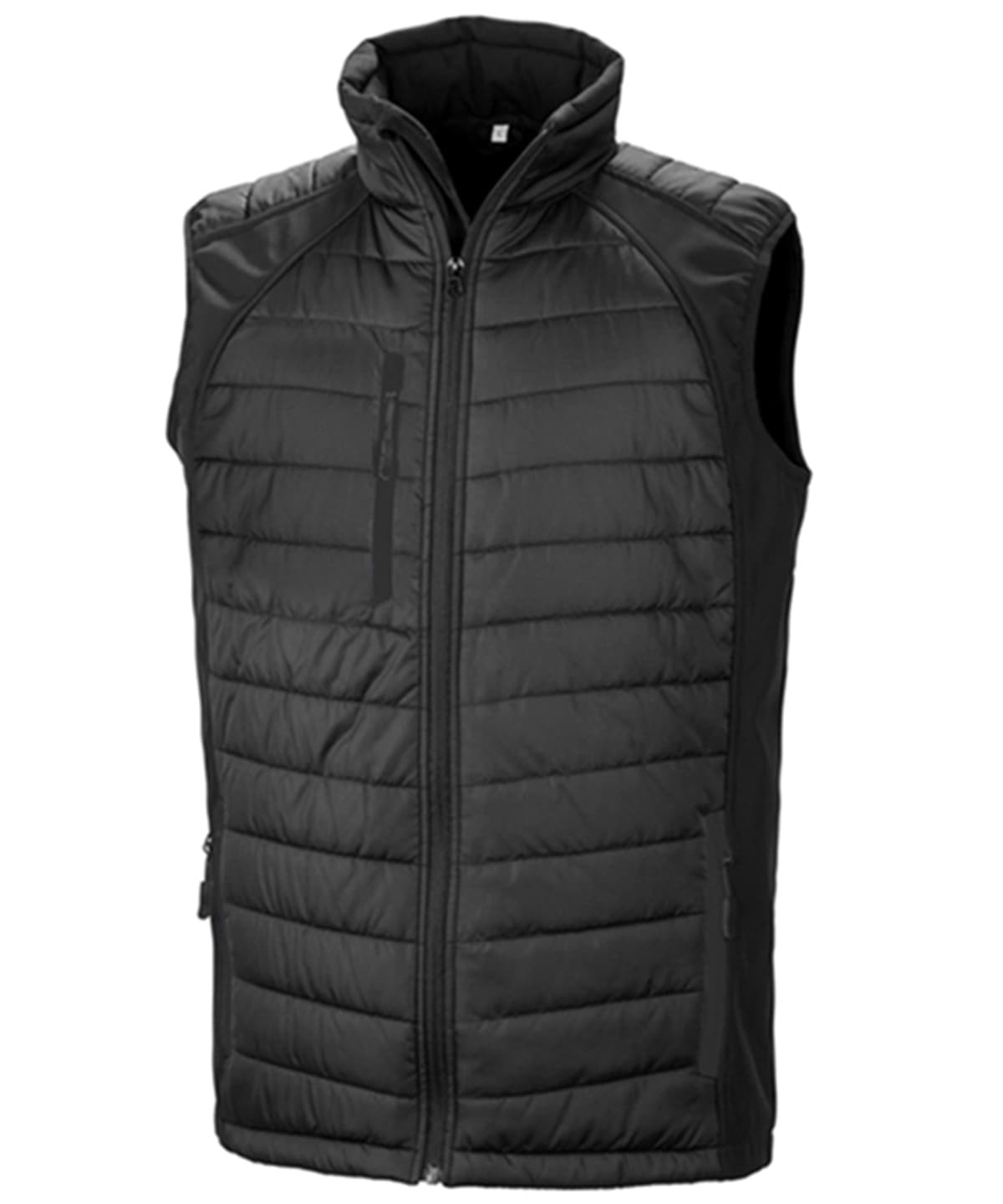 Compass padded softshell gilet — Size 2XL, Colour Black/Black