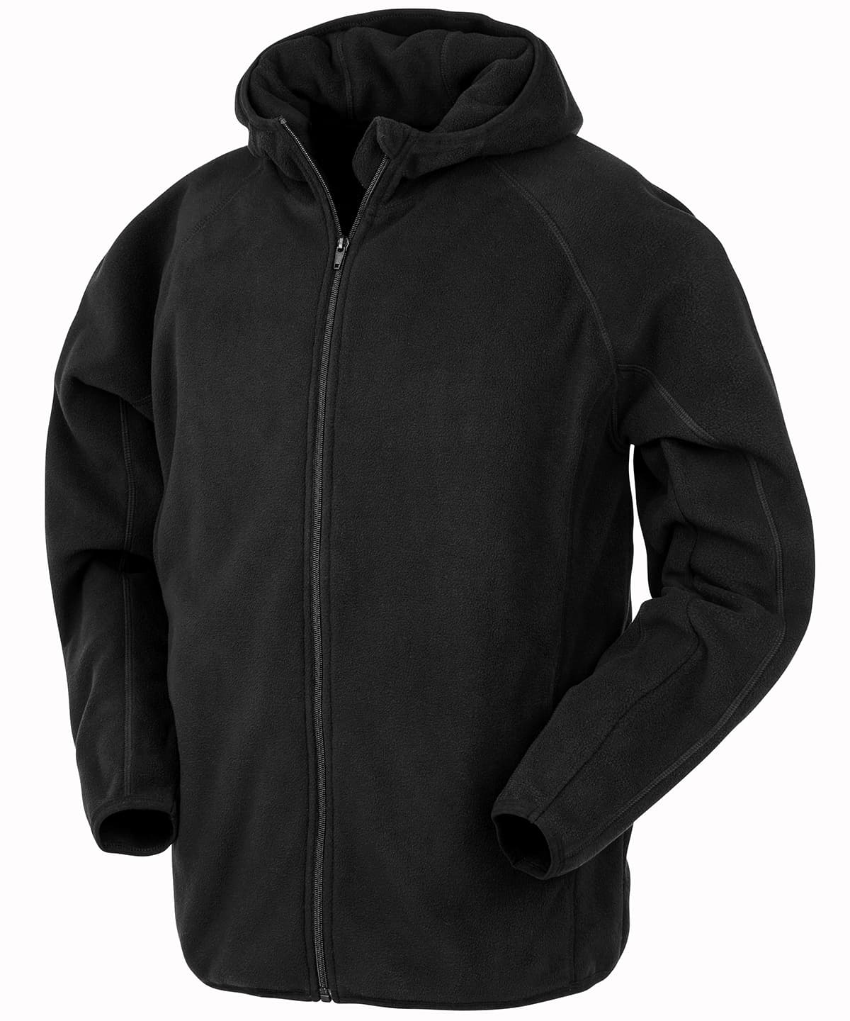 Recycled hooded microfleece jacket — Size 2XL, Colour Black